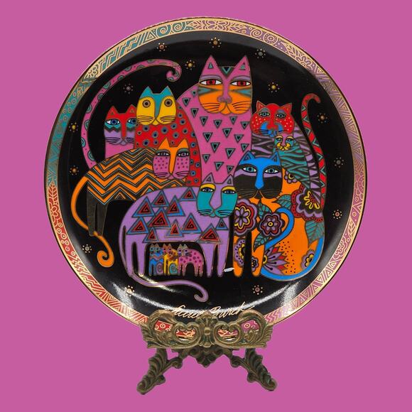 Limited Edition 1994 Colorful Laurel Burch Fabulous Felines Porcelain Plate - Picture 8 of 8